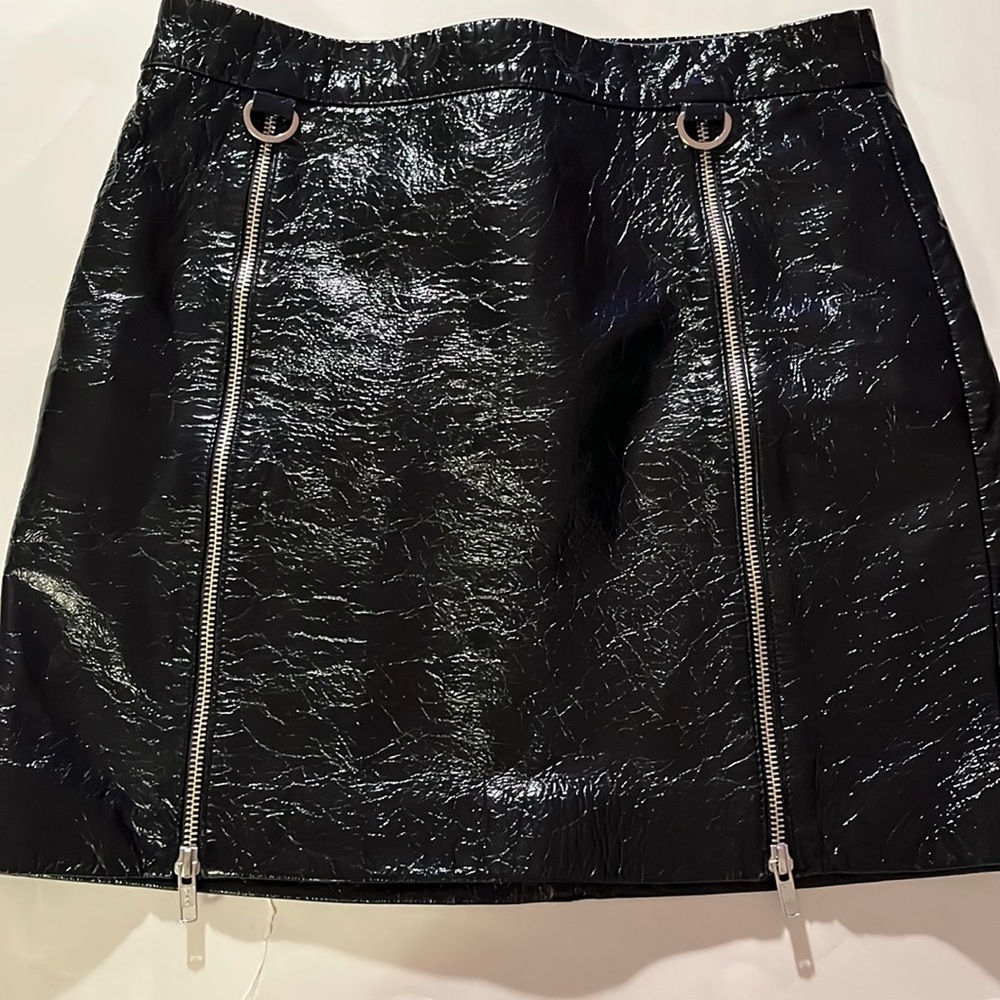 Lambskin leather skirt